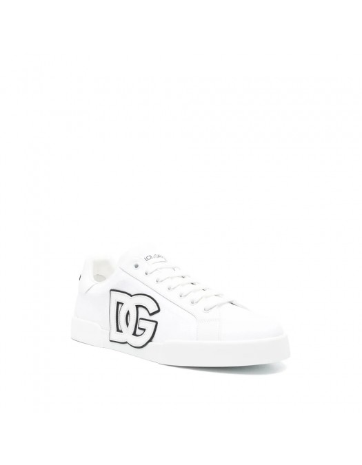 SNEAKERS DOLCE & GABBANA, Calfskin Portofino, Black Details, White - CS2343AE6298T907