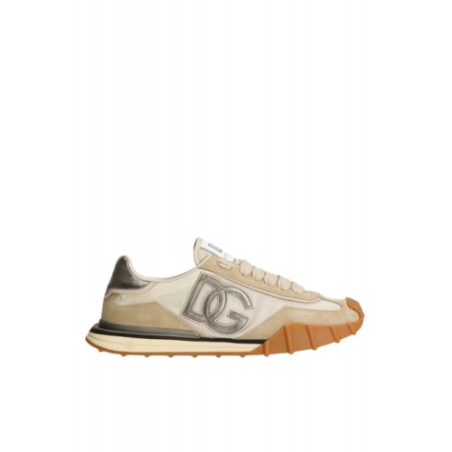 Sneakers DOLCE & GABBANA, Nylon sneakers with lateral DG, Cream