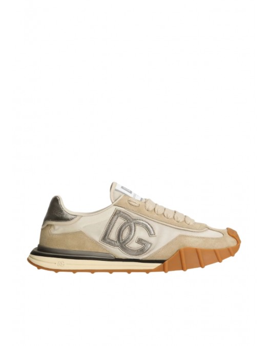 Sneakers DOLCE & GABBANA, Nylon sneakers with lateral DG, Cream - CS2384AZ7168R167