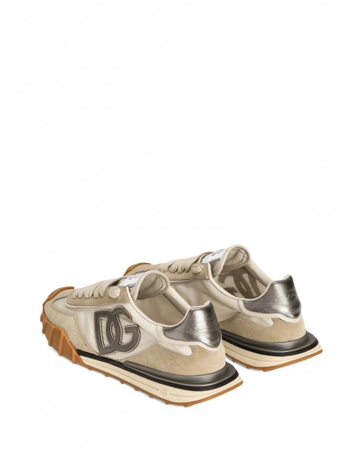 Sneakers DOLCE & GABBANA, Nylon sneakers with lateral DG, Cream - CS2384AZ7168R167