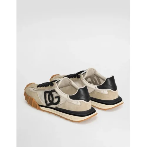 Sneakers DOLCE & GABBANA, Nylon sneakers with lateral DG, Black and Beige