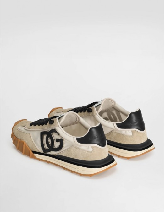 Sneakers DOLCE & GABBANA, Nylon sneakers with lateral DG, Black and Beige - CS2384AZ8628S469