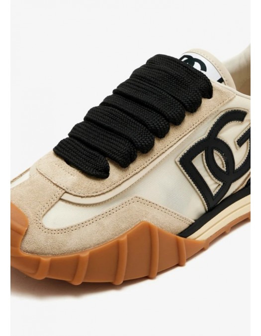 Sneakers DOLCE & GABBANA, Nylon sneakers with lateral DG, Black and Beige - CS2384AZ8628S469