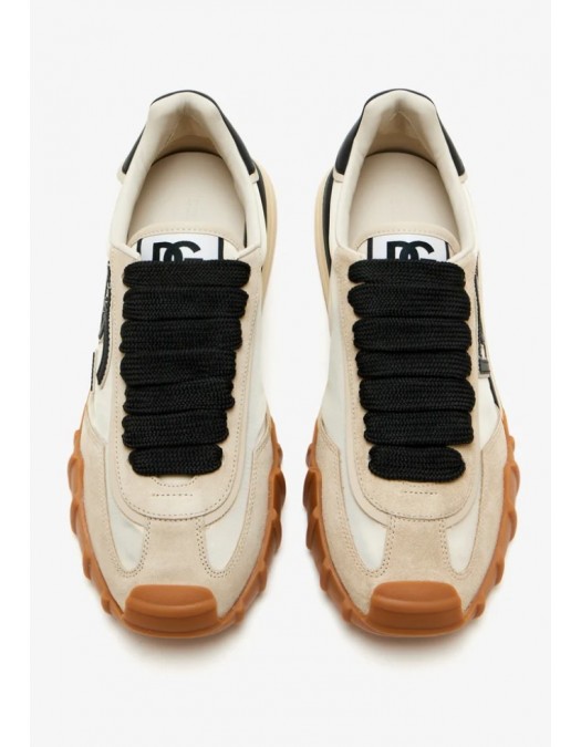 Sneakers DOLCE & GABBANA, Nylon sneakers with lateral DG, Black and Beige - CS2384AZ8628S469