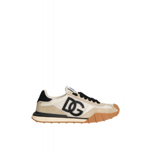Sneakers DOLCE & GABBANA, Nylon sneakers with lateral DG, Black and Beige