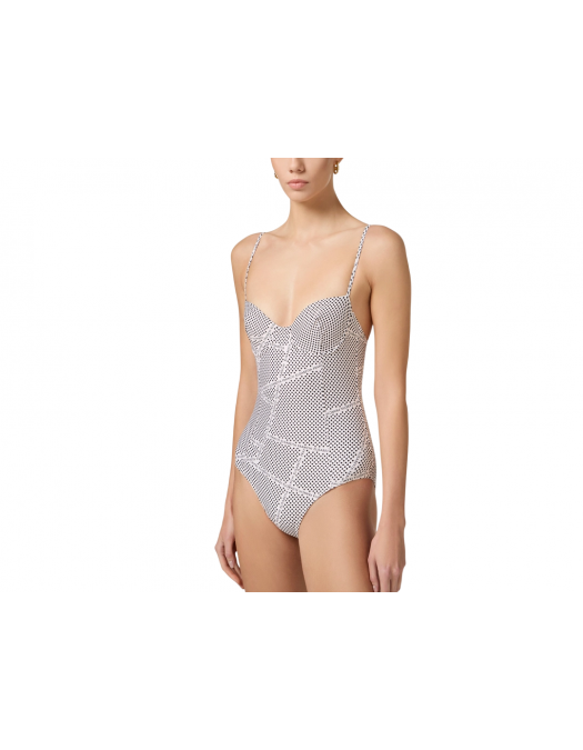 COSTUM DE BAIE ELISABETTA FRANCHI, One Piece, Logo, Black Dots, White - CS77M52E2E84 COSTUM DE BAIE ELISABETTA FRANCHI, One Piece, Logo, Black Dots, White - CS77M52E2E84