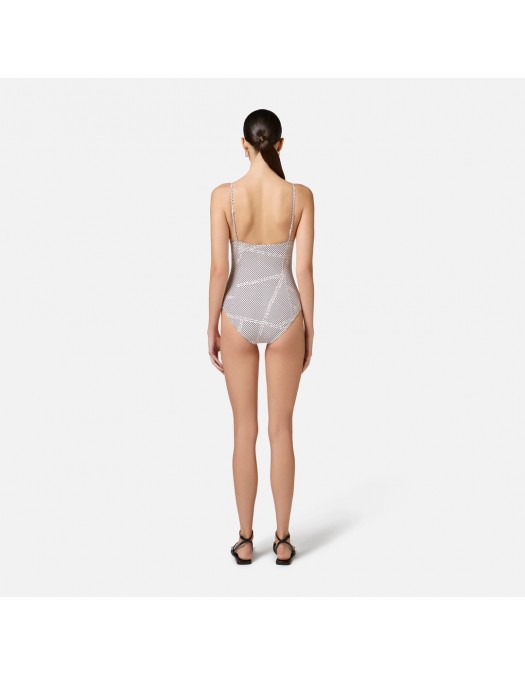 COSTUM DE BAIE ELISABETTA FRANCHI, One Piece, Logo, Black Dots, White - CS77M52E2E84 COSTUM DE BAIE ELISABETTA FRANCHI, One Piece, Logo, Black Dots, White - CS77M52E2E84