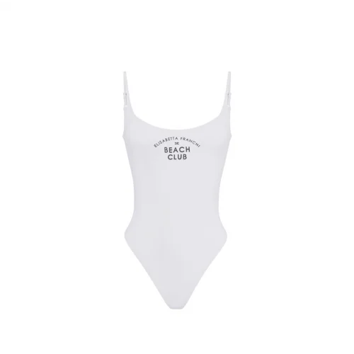 COSTUM DE BAIE ELISABETTA FRANCHI, One Piece, Black Logo Print, White