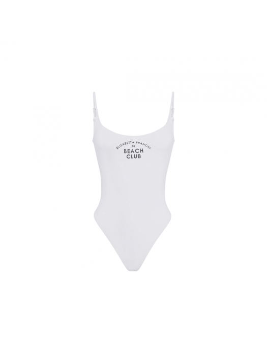 COSTUM DE BAIE ELISABETTA FRANCHI, One Piece, Black Logo Print, White - CS80M55E3309 COSTUM DE BAIE ELISABETTA FRANCHI, One Piece, Black Logo Print, White - CS80M55E3309