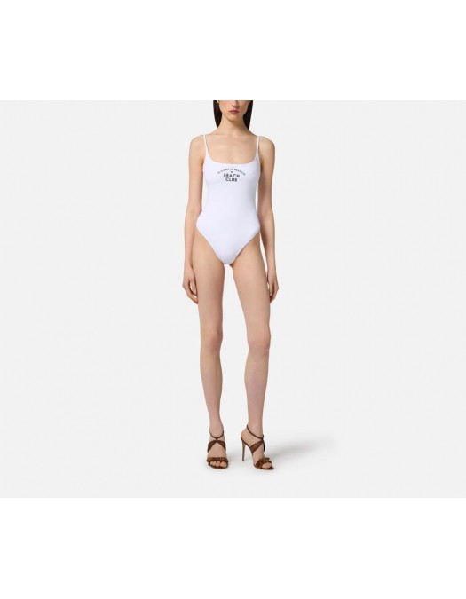 COSTUM DE BAIE ELISABETTA FRANCHI, One Piece, Black Logo Print, White - CS80M55E3309 COSTUM DE BAIE ELISABETTA FRANCHI, One Piece, Black Logo Print, White - CS80M55E3309