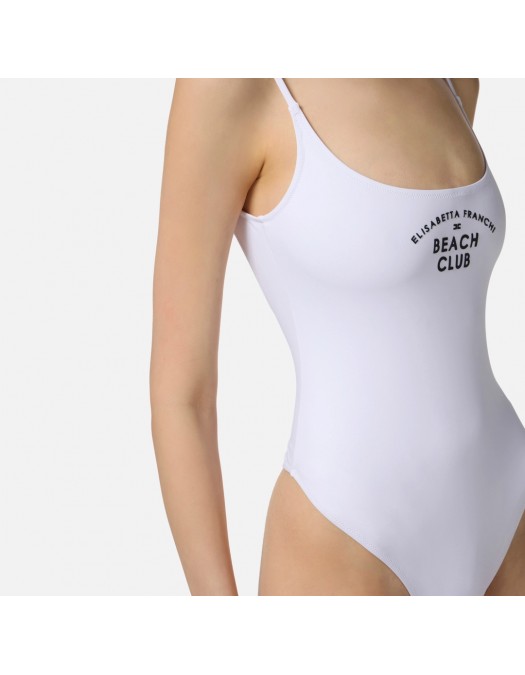 COSTUM DE BAIE ELISABETTA FRANCHI, One Piece, Black Logo Print, White - CS80M55E3309 COSTUM DE BAIE ELISABETTA FRANCHI, One Piece, Black Logo Print, White - CS80M55E3309