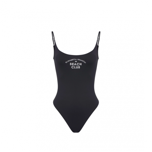 COSTUM DE BAIE ELISABETTA FRANCHI, One Piece, White Logo Print, Black COSTUM DE BAIE ELISABETTA FRANCHI, One Piece, White Logo Print, Black