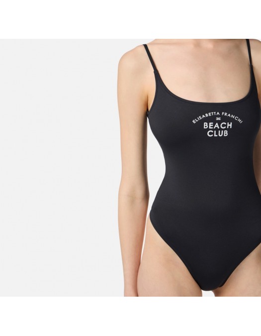 COSTUM DE BAIE ELISABETTA FRANCHI, One Piece, White Logo Print, Black - CS80M55E3314 COSTUM DE BAIE ELISABETTA FRANCHI, One Piece, White Logo Print, Black - CS80M55E3314