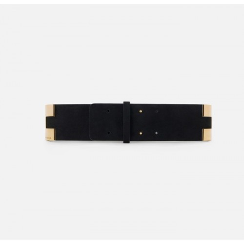 Curea ELISABETTA FRANCHI, Rêve Noir suede leather belt