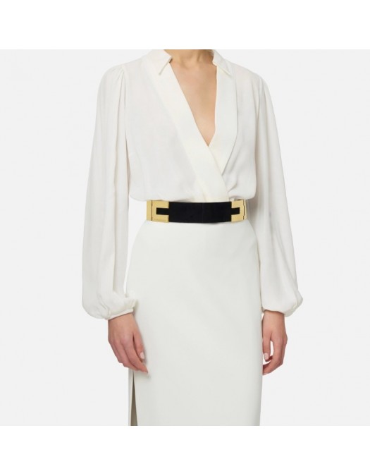 Curea ELISABETTA FRANCHI, Rêve Noir suede leather belt - CT30S65EC110