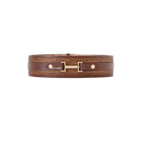 CUREA ELISABETTA FRANCHI,  Jewel Logo, Raffia, Brown CUREA ELISABETTA FRANCHI,  Jewel Logo, Raffia, Brown