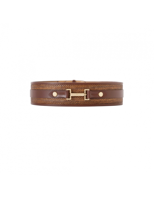 CUREA ELISABETTA FRANCHI, Jewel Logo, Raffia, Brown - CT36S55E3027 CUREA ELISABETTA FRANCHI, Jewel Logo, Raffia, Brown - CT36S55E3027