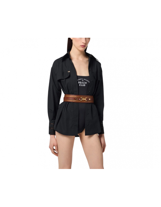 CUREA ELISABETTA FRANCHI, Jewel Logo, Raffia, Brown - CT36S55E3027 CUREA ELISABETTA FRANCHI, Jewel Logo, Raffia, Brown - CT36S55E3027