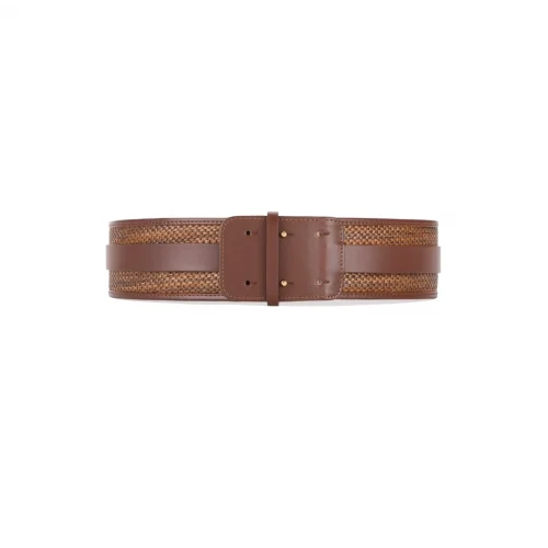 CUREA ELISABETTA FRANCHI,  Jewel Logo, Raffia, Brown