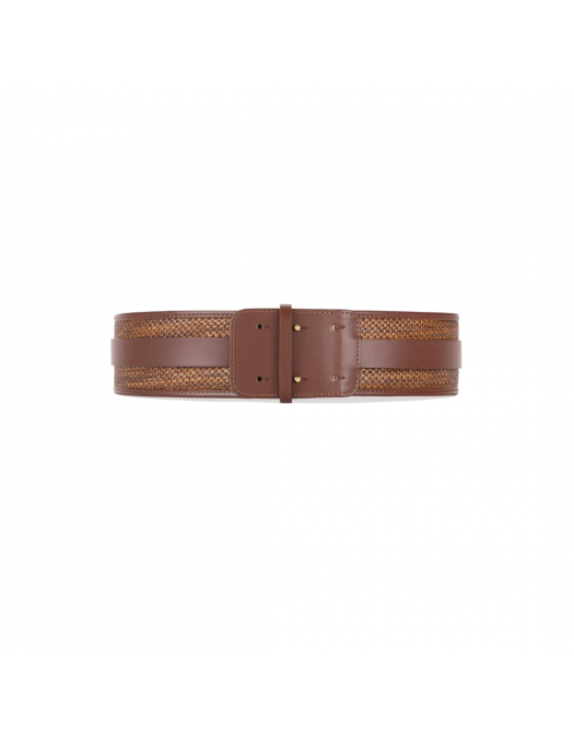 CUREA ELISABETTA FRANCHI, Jewel Logo, Raffia, Brown - CT36S55E3027 CUREA ELISABETTA FRANCHI, Jewel Logo, Raffia, Brown - CT36S55E3027