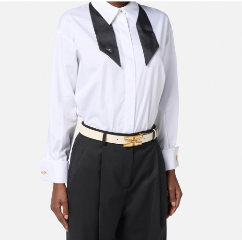 Curea ELISABETTA FRANCHI, Double face leather belt with logo, Reversibila