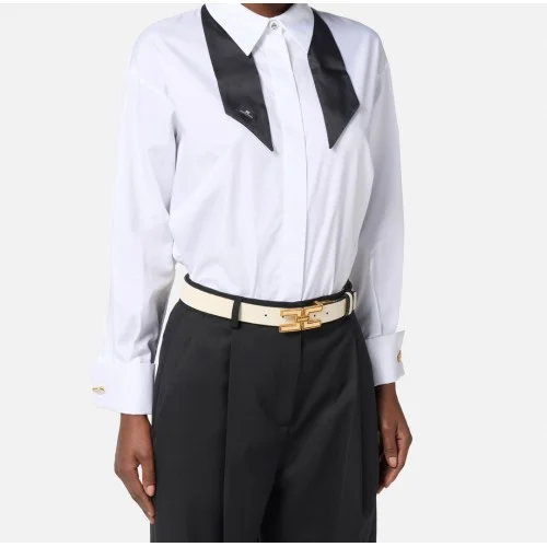 Curea ELISABETTA FRANCHI, Double face leather belt with logo, Reversibila