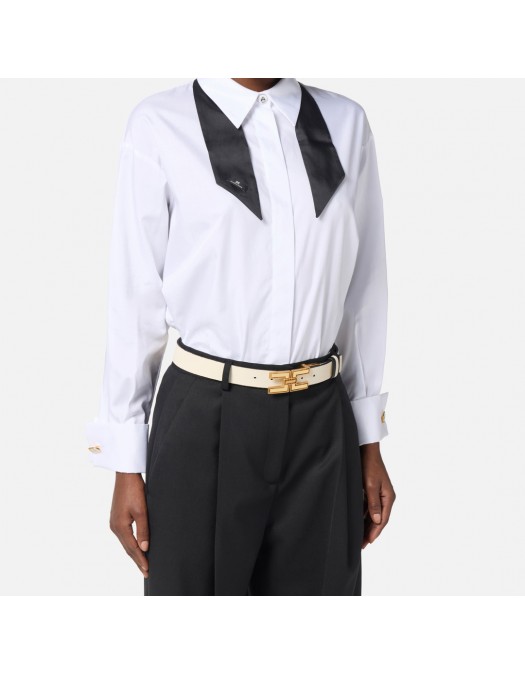 Curea ELISABETTA FRANCHI, Double face leather belt with logo, Reversibila - CTC1140EC685