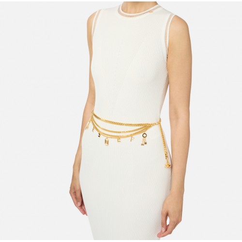 Curea ELISABETTA FRANCHI Gold metal chain belt with charms