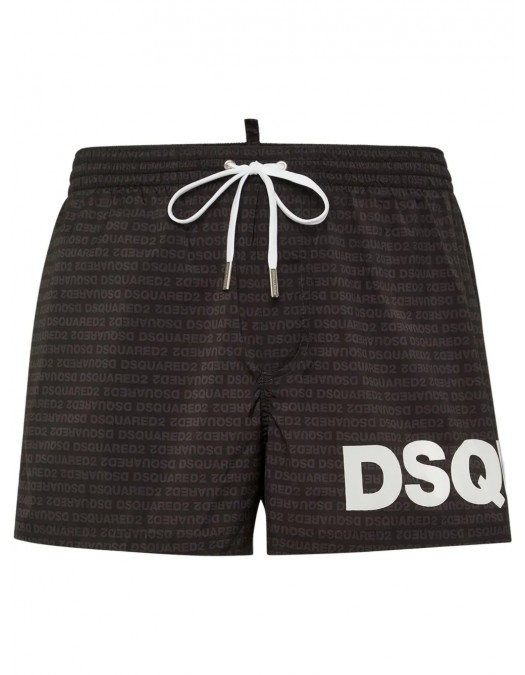 BERMUDE DSQUARED2, White Logo Print, Summer, Black - D7B5C5950010 BERMUDE DSQUARED2, White Logo Print, Summer, Black - D7B5C5950010
