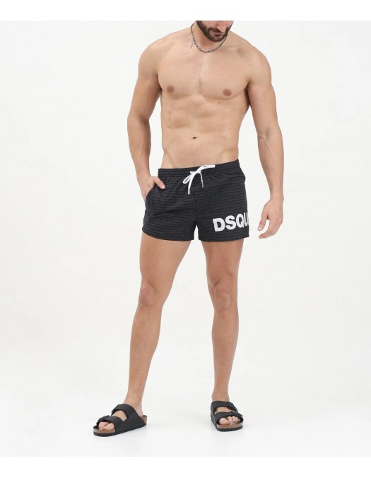 BERMUDE DSQUARED2, White Logo Print, Summer, Black - D7B5C5950010 BERMUDE DSQUARED2, White Logo Print, Summer, Black - D7B5C5950010