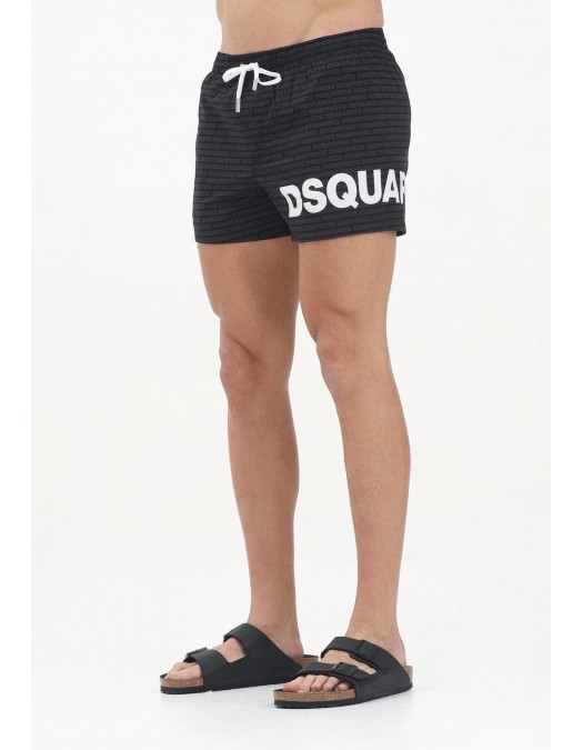 BERMUDE DSQUARED2, White Logo Print, Summer, Black - D7B5C5950010 BERMUDE DSQUARED2, White Logo Print, Summer, Black - D7B5C5950010