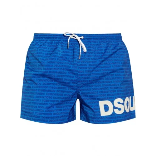 BERMUDE DSQUARED2, White Logo Print, Royal Blue