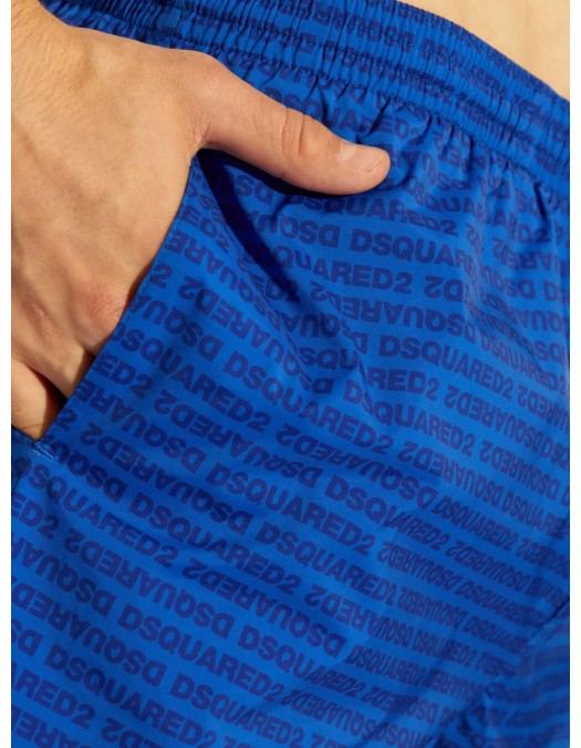 BERMUDE DSQUARED2, White Logo Print, Royal Blue - D7B5C5950479 BERMUDE DSQUARED2, White Logo Print, Royal Blue - D7B5C5950479