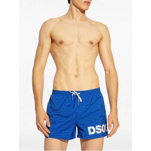 BERMUDE DSQUARED2, White Logo Print, Royal Blue BERMUDE DSQUARED2, White Logo Print, Royal Blue