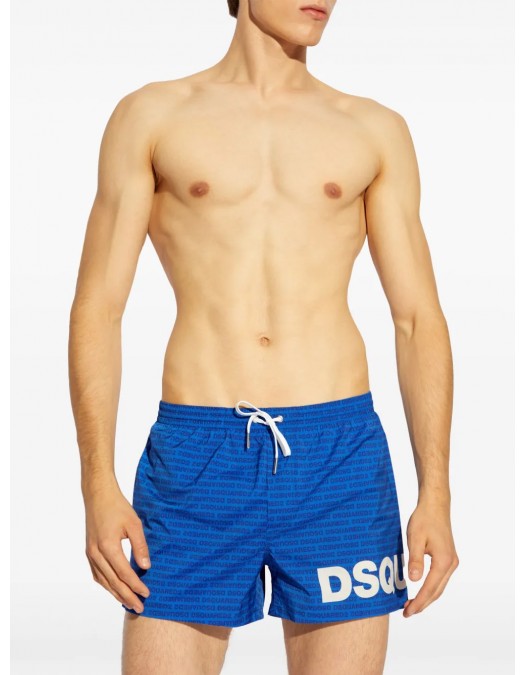 BERMUDE DSQUARED2, White Logo Print, Royal Blue - D7B5C5950479 BERMUDE DSQUARED2, White Logo Print, Royal Blue - D7B5C5950479