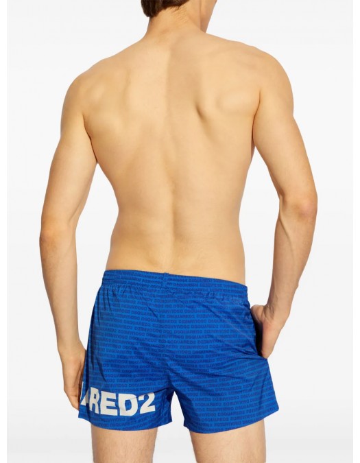 BERMUDE DSQUARED2, White Logo Print, Royal Blue - D7B5C5950479 BERMUDE DSQUARED2, White Logo Print, Royal Blue - D7B5C5950479