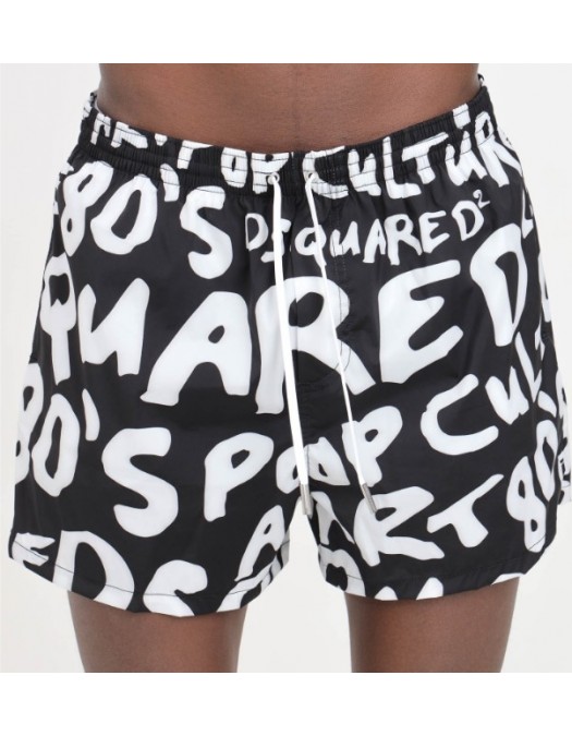 Short DSQUARED2, Insertie Icon Alb D7B64558001050 - D7B64558001048