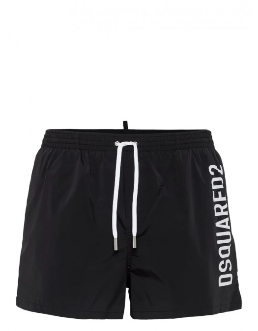 BERMUDE DSQUARED2, Swim. White Logo Print, Black - D7B646000010 BERMUDE DSQUARED2, Swim. White Logo Print, Black - D7B646000010