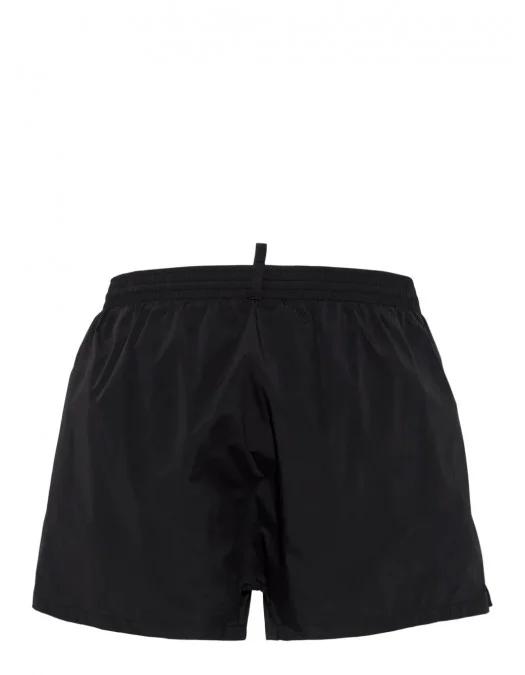 BERMUDE DSQUARED2, Swim. White Logo Print, Black - D7B646000010