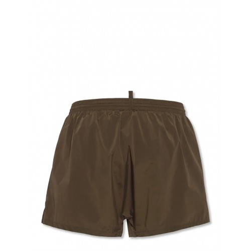 BERMUDE DSQUARED2, Swim, Black Logo Print, Green Olive BERMUDE DSQUARED2, Swim, Black Logo Print, Green Olive