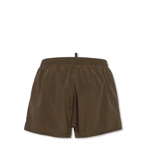BERMUDE DSQUARED2, Swim, Black Logo Print, Green Olive BERMUDE DSQUARED2, Swim, Black Logo Print, Green Olive