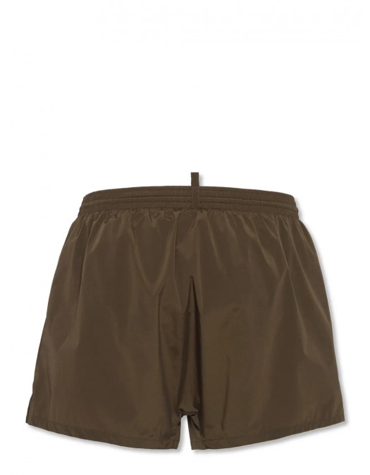 BERMUDE DSQUARED2, Swim, Black Logo Print, Green Olive - D7B646000307 BERMUDE DSQUARED2, Swim, Black Logo Print, Green Olive - D7B646000307