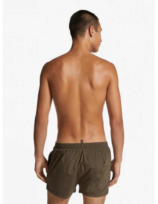 BERMUDE DSQUARED2, Swim, Black Logo Print, Green Olive - D7B646000307