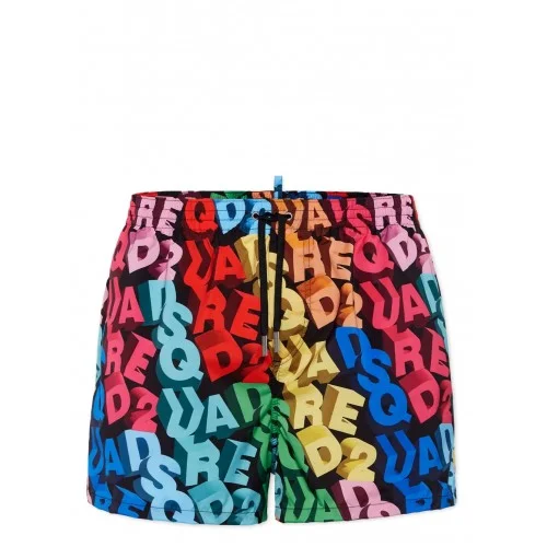 BERMUDE DSQUARED2 Swim, All Over Logo Print, Multicolor BERMUDE DSQUARED2 Swim, All Over Logo Print, Multicolor