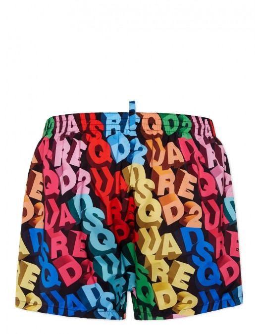 BERMUDE DSQUARED2 Swim, All Over Logo Print, Multicolor - D7B646100998 BERMUDE DSQUARED2 Swim, All Over Logo Print, Multicolor - D7B646100998