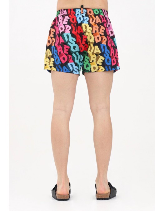 BERMUDE DSQUARED2 Swim, All Over Logo Print, Multicolor - D7B646100998 BERMUDE DSQUARED2 Swim, All Over Logo Print, Multicolor - D7B646100998