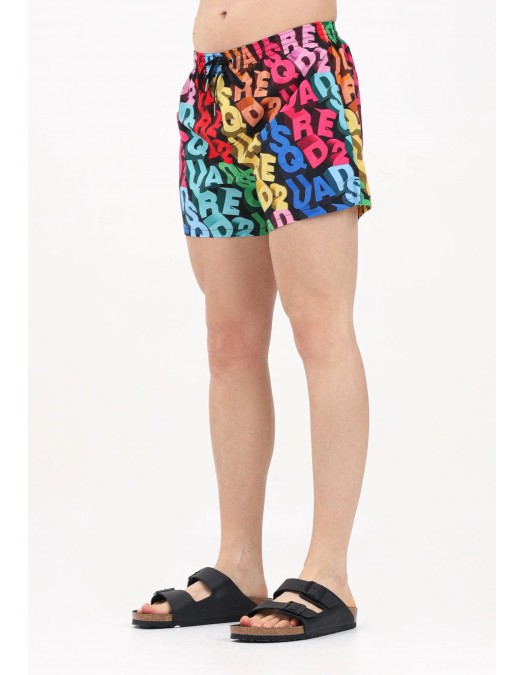 BERMUDE DSQUARED2 Swim, All Over Logo Print, Multicolor - D7B646100998 BERMUDE DSQUARED2 Swim, All Over Logo Print, Multicolor - D7B646100998