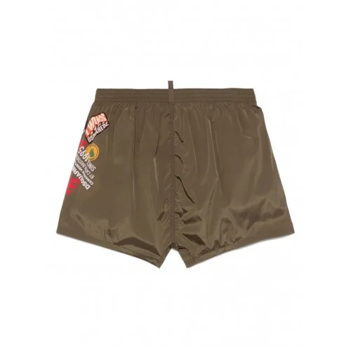 BERMUDE DSQUARED2, Swim, Stickers, Logo Print, Kaki