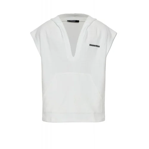 Tricou DSQUARED2, WHITE Sweatshirt made of terry cotton