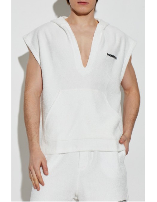 Tricou DSQUARED2, WHITE Sweatshirt made of terry cotton - D7ML36580100